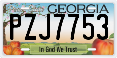 GA license plate PZJ7753