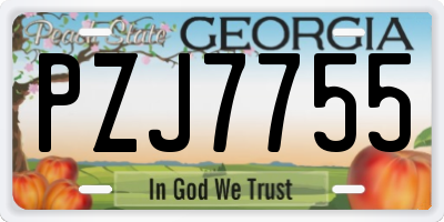 GA license plate PZJ7755