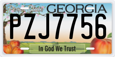 GA license plate PZJ7756