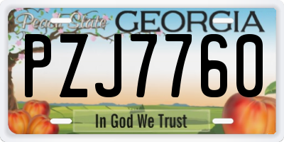 GA license plate PZJ7760