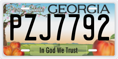 GA license plate PZJ7792