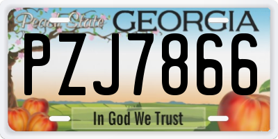 GA license plate PZJ7866