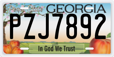 GA license plate PZJ7892