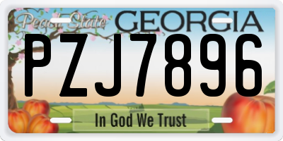 GA license plate PZJ7896