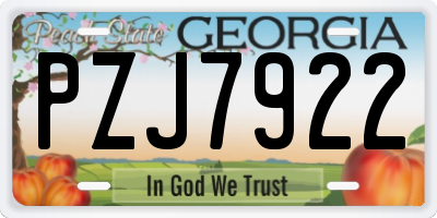 GA license plate PZJ7922