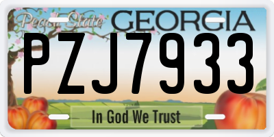 GA license plate PZJ7933