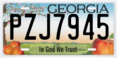 GA license plate PZJ7945