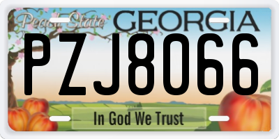 GA license plate PZJ8066