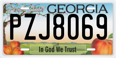 GA license plate PZJ8069