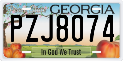 GA license plate PZJ8074