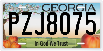 GA license plate PZJ8075