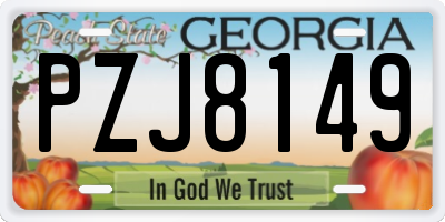 GA license plate PZJ8149