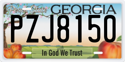 GA license plate PZJ8150