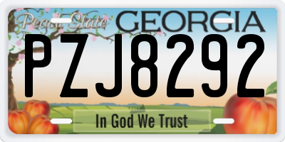 GA license plate PZJ8292
