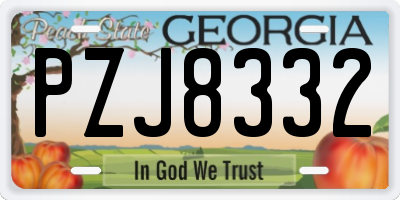GA license plate PZJ8332