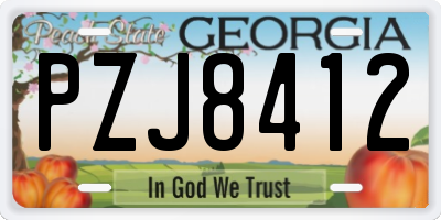 GA license plate PZJ8412