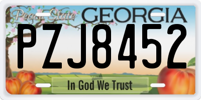 GA license plate PZJ8452