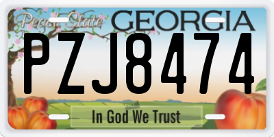 GA license plate PZJ8474