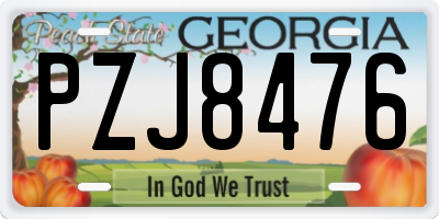 GA license plate PZJ8476