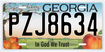 GA license plate PZJ8634