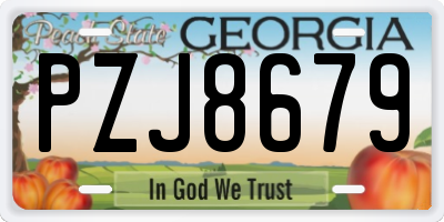 GA license plate PZJ8679