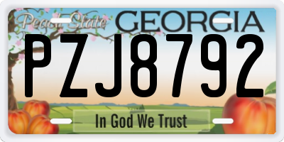 GA license plate PZJ8792