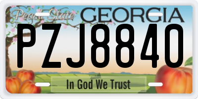 GA license plate PZJ8840