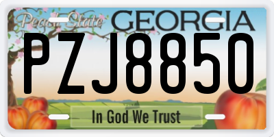 GA license plate PZJ8850