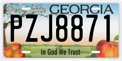GA license plate PZJ8871
