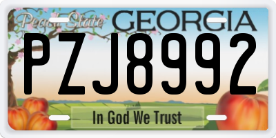 GA license plate PZJ8992