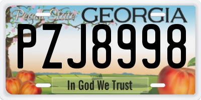 GA license plate PZJ8998