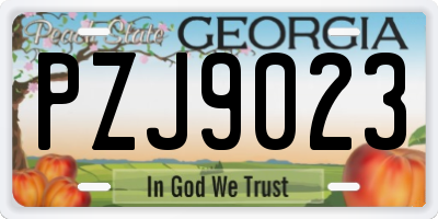 GA license plate PZJ9023