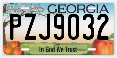 GA license plate PZJ9032