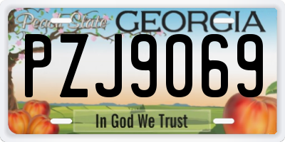 GA license plate PZJ9069