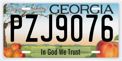 GA license plate PZJ9076