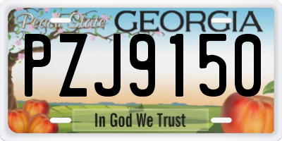 GA license plate PZJ9150
