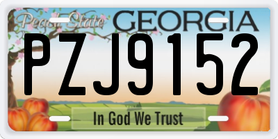 GA license plate PZJ9152
