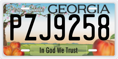 GA license plate PZJ9258