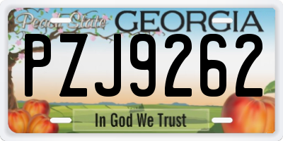 GA license plate PZJ9262