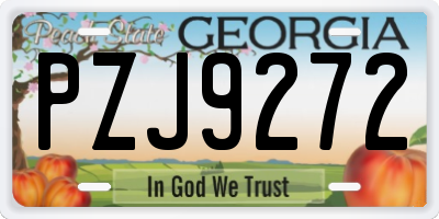 GA license plate PZJ9272