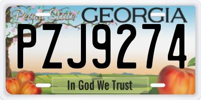 GA license plate PZJ9274