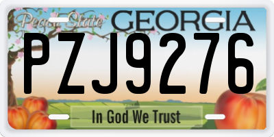 GA license plate PZJ9276
