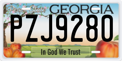 GA license plate PZJ9280