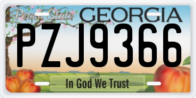 GA license plate PZJ9366