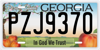 GA license plate PZJ9370