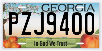 GA license plate PZJ9400