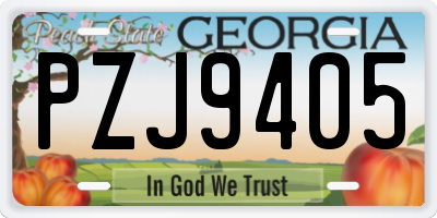 GA license plate PZJ9405