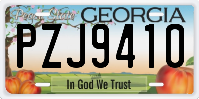 GA license plate PZJ9410