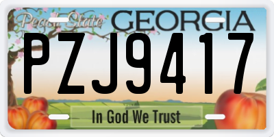 GA license plate PZJ9417