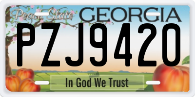 GA license plate PZJ9420
